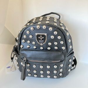 All black backpack purse with studs
